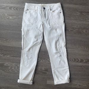 Capri cropped denim distressed jeans, size 24